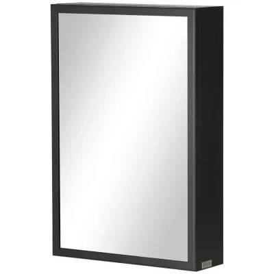 Kleankin Spegelskåp Badrumsskåp Svart 40 x 12 x 60 cm