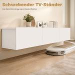 TV-Bänk Väggmonterad Vit Spånskiva för Vardagsrum Svävande Mediamöbel med 3 Lådor Modern Design och Platsbesparande 180 cm