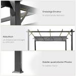 Pergola med Skjutbart Tak, Modern Trädgårdspaviljong i Aluminium, Justerbart Solskydd för Uteplatsen, Kolgrå, 3 x 3 m
