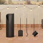 Eldset med Vedkorg 4 Delar Svart Metall för Öppen Spis och Kamin Praktiska Verktyg med Borste och Spade Hållbar Kamingarnitur Modern Inredning