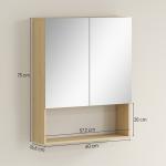 Badrumsskåp med Spegel Ekfärgad MDF för Badrum Väggskåp med Öppen Hylla och Spegeldörr Modern Förvaring och Platsbesparande Design