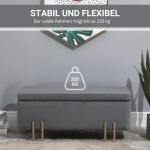 Bänk Stoppad med Förvaringsutrymme Bröstbänk Tyg Metall Gummi och Trä för Hall och Vardagsrum Mörkgrå 100 X 40 X 42 Cm