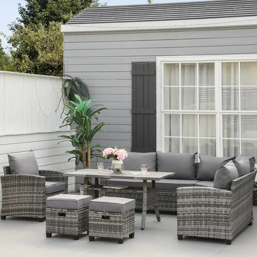Loungegrupp i Konstrotting 7 Delar Stor Modulsoffa