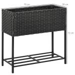 Upphöjd Blomlåda Konstrotting Odlingslåda på Ben med Praktisk Hylla Väderbeständig Brun 70 X 30 X 72 Cm