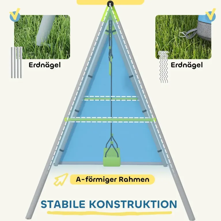 Gungställning Lekplats 3-i-1 Grön av Metall och Barn