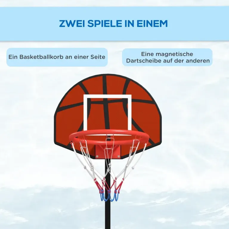Basketkorg Basketstativ Svart Röd av Metall 129-179 cm