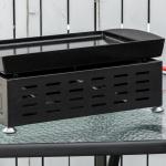 Bordsgrill Gasgrill BBQ Silver av Rostfritt Stål och Metall för Camping och Picknick med 2 Brännare och Slang Non-Stick Grillplatta Praktisk