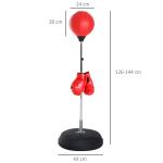 Boxningsset med Stansboll, Höjdjusterbar, Inklusive Boxningshandskar, Röd 126–144 cm