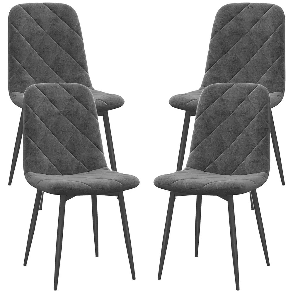 Set 4 Köksstolar med Ryggstöd Sammetslook Stoppade, Grå