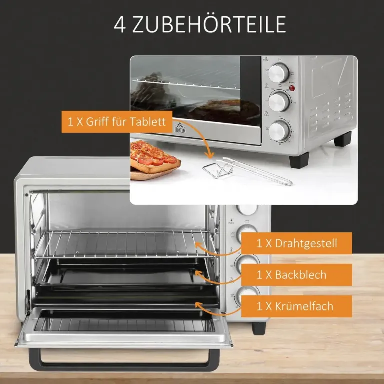 Miniugn 32 l med Bakplåt & Timer 1600 w Silver