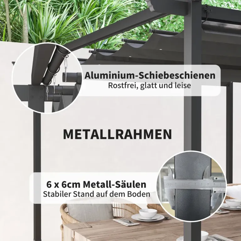 Pergola Trädgårdspaviljong med Tak Mörkgrå 3 x 3 m