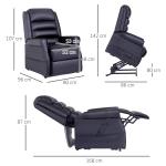 Fåtölj med Ståhjälp Massagestol Svart av Konstläder för Vardagsrum Relaxstol med USB Port och Värmefunktion Fjärrkontroll Liggfunktion