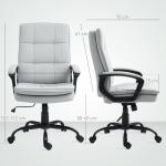 Kontorsstol Skrivbordsstol Ergonomisk Snurrstol Grå av Linnelook för Kontor och Arbetsrum Höjdjusterbar Stol med Armstöd
