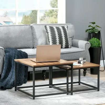 Soffbordsset Sidobord Set om 2 Natur Svart av Trälook