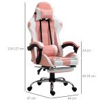 Ergonomisk Gamingstol i Rosa, Bekväm Datorstol med Nackstöd och Svankkudde, Justerbar Snurrstol för Spel och Arbete, Rosa/Vit
