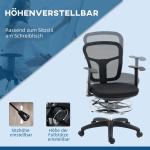 Kontorsstol Datorstol Svart av Mesh och Metall för Kontor och Hemmakontor Ergonomisk med Armstöd och Fotstöd Justerbar Höjd 95-115 cm