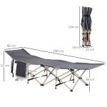 Campingsäng Tältsäng Hopfällbar med Förvaringsväska Grå av Oxford Tyg och Stål för Camping Gästsäng 190 x 68 x 52 cm