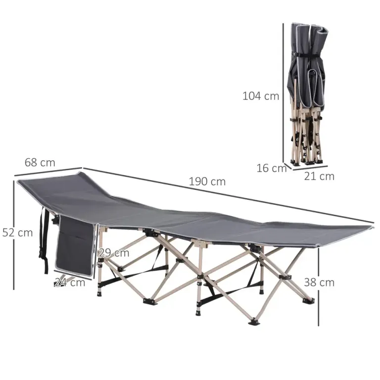 Campingsäng Tältsäng Hopfällbar 190 x 68 x 52 cm