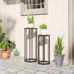 Blomställer 2-pack Hexagonal Svart Metall för Trädgård och Balkong Modern Design Väderbeständig Krukhållare