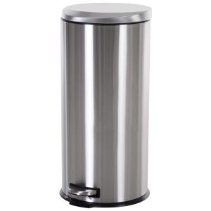 Rymlig Pedalhink Rostfritt Stål Stor Soptunna med Soft-Close Lock och Innerhink Fingeravtryckstålig Silver 29,2 X 62,5 Cm 30 L