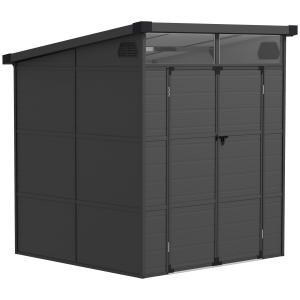 Trädgårdsbod 1,9x1,9 m i Plast med Låsbara Dörrar och 2 Ventilationsöppningar, Mörkgrå