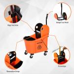 Städvagn med Mobil Hink och Vridanordning 36 L för Professionell Rengöring Svart Orange 54 X 41 X 91,5 Cm