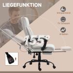 Kontorsstol Chefsstol Ljusgrå av Tyg och Metall för Kontor och Hemmakontor Ergonomisk med Massagefunktion och Fotstöd Bekväm