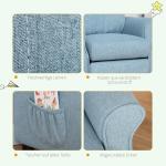 Barnfåtölj med Fotpall i Blått, Bekväm Minisoffa för Barn 3-5 År, Ergonomisk Sittplats med Justerbart Ryggstöd, Blå, 58 x 53 x 70 cm