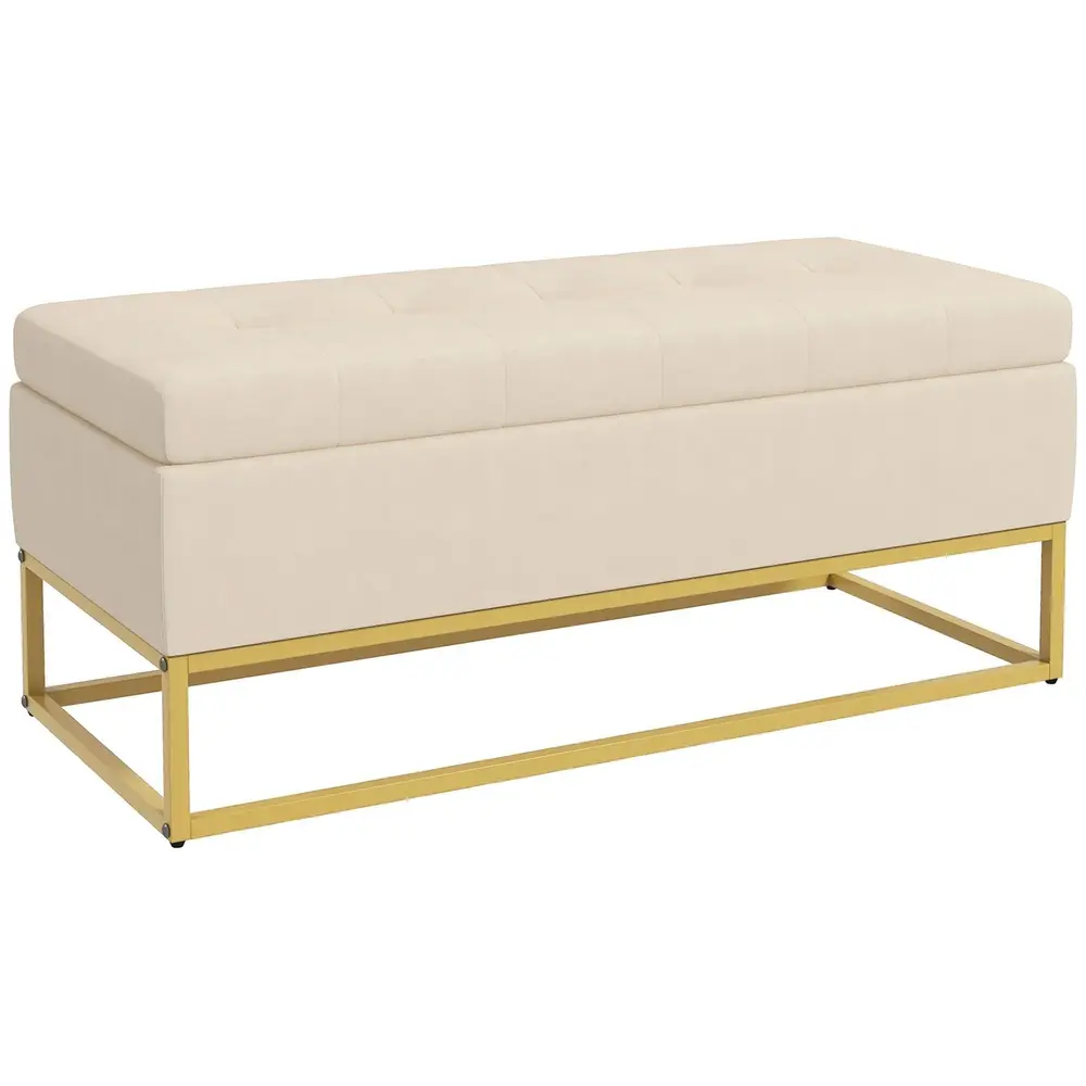 Bänk med Förvaringsutrymme Beige 110 x 44 x 49 cm