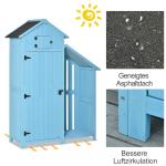 Redskapsbod med Vedförråd, Rymligt Trädgårdsskåp i Granträ med 3 Hyllor, Väderbeständigt Asfalttak för Verktyg och Ved, Himmelsblå, 130 x 54,5 x 180 cm