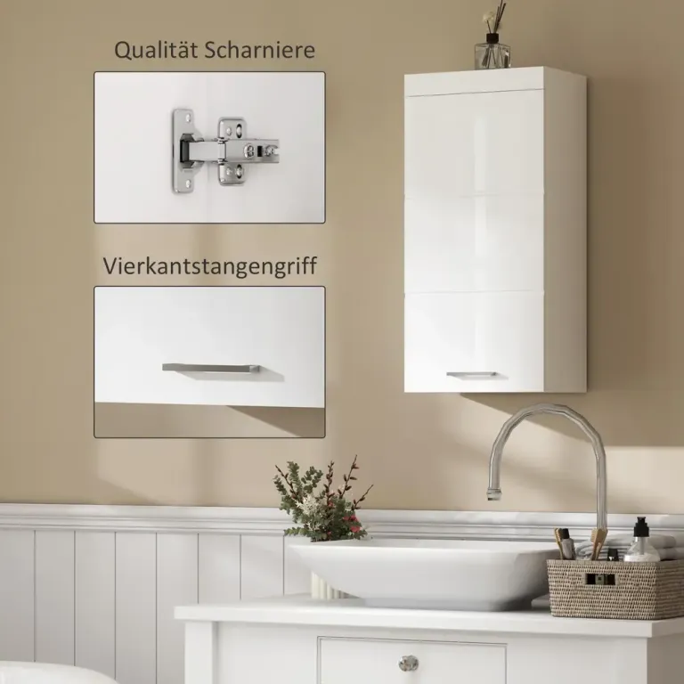 Väggskåp Badrumsskåp med Dörr Vit 37,2 x 24,5 x 76,8 cm