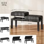 Pianopall med Justerbar Dubbelsits i Konstläder och Förvaringsutrymme, Svart