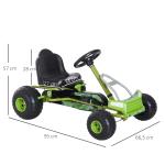Trampbil och Gokart för Barn Robust Pedalbil med Justerbart Säte och Handbroms för Barn från 3 År Grön