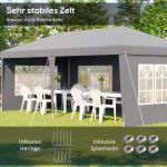 Pop-up Paviljong med 4 Sidoväggar och Fönster för Event och Fest Hållbar och Vattentät Grå Polyester 3 x 6 m