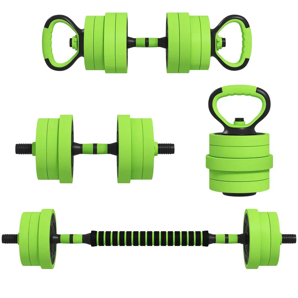 Hantelset 4 i 1 med Skivstång och Kettlebell