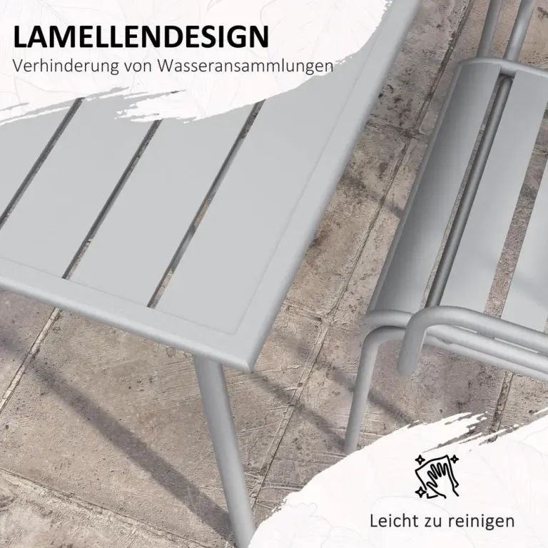 Trädgårdsmöbelset Matgrupp Ljusgrå av Stål Matbord 6