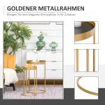 Satsbord med Upphöjd Kant 2-Pack, Runda Soffbord i Metall och Trä, Elegant Guldram för Vardagsrummet, Vit/Guld
