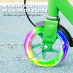 Sparkcykel Barnsparkcykel Hopfällbar Grön av Metall och Plast för Barn 3-8 År Skoter med Lysande Hjul