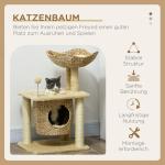 Skrapstolpe Kattträd Beige av Sisal och Plysch för Små Katter Litet Klösträd med Kattgrotta och Lekboll 74 cm
