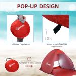 Strandskydd Pop Up-Tält Automatiskt Polyester för Strand och Camping Rött 200 X 150 X 119 Cm