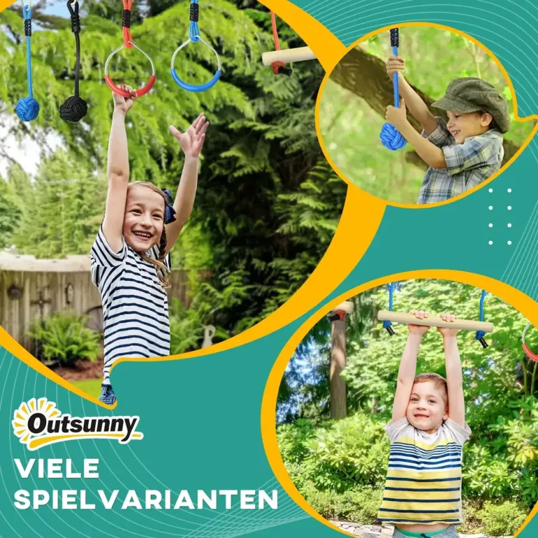 Ninja-Klättringsset med Slackline 30 Delar Rep 10 m