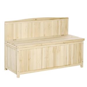 Trädgårdsbänk med Förvaring, 2-Sitsig Bänk i Granträ med Rymlig Låda, Praktisk Sittplats för Utomhusbruk, Natur, 115 x 45 x 75 cm, 250 kg