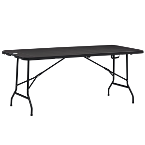 Trädgårdsbord för 6 Personer med Hopfällbar Design och Trälook för Uteplats Stabil och Prisvärd Mörkgrå Plast och Stål 180 x 75,5 x 73 cm