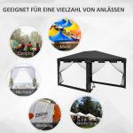 Gazebo Partytält Mörkgrå av Metall och PE för Fester och Evenemang Trädgårdspaviljong med Sidoväggar i Nät 4 x 3 m