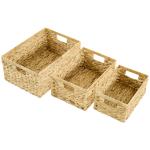 Förvaringskorgar Hyllkorgar Set om 3 Vävda Korgar Natur av Vattenhyacint för Vardagsrum och Kök Organisering av Hemmet 40 x 30 x 18 cm