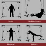 Crossover Fitness Rack med Kabeldragsystem, för 1–2 Personer, Stål, Plast, Svart