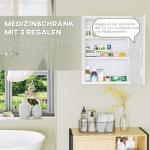 Låsbart Medicinskåp för Vägg, Säkert Apoteksskåp med Glasdörr, Praktisk Förvaring för Badrum, Vit, 40 x 15 x 53,5 cm