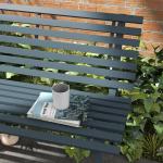 Trädgårdsbänk Parkbänk 2-Sits Blå av Aluminium för Balkong och Trädgård Väderbeständig Bänk med Lamelldesign 240 kg 123 x 67 x 79 cm