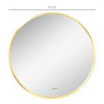 Kleankin Badrumsspegel Rund Väggspegel Guld av Aluminium och Glas för Badrum Vardagsrum IP44 med Minnesfunktion Dekorativ Ø 50 cm