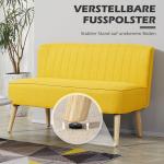 2-Sitsig Soffa i Gult Tyg, Modern Loungesoffa med Träben, Färgglad Inredningsdetalj för Vardagsrum, Gul, 117 x 56,5 x 77 cm